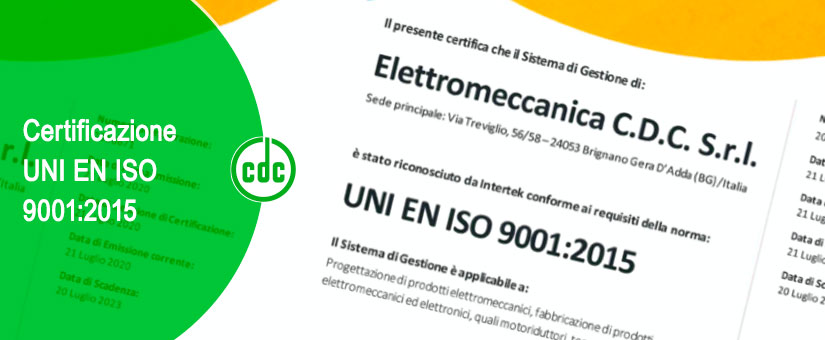 Il Sistema Qualità di CDC è certificato